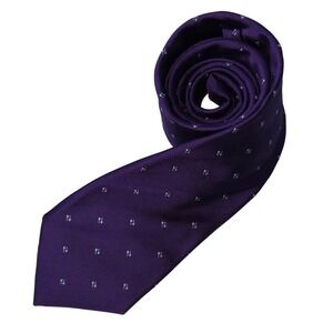 T M Lewin Mens Purple Silk Tie With White Blue Dot Pattern Necktie Preppy Office